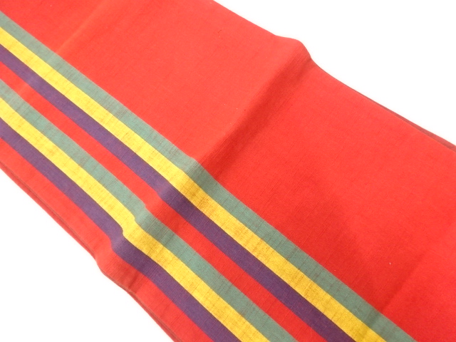 JAPANESE KIMONO / ANTIQUE FUKURO OBI / COTTON TSUMUGI / WOVEN STRIPE